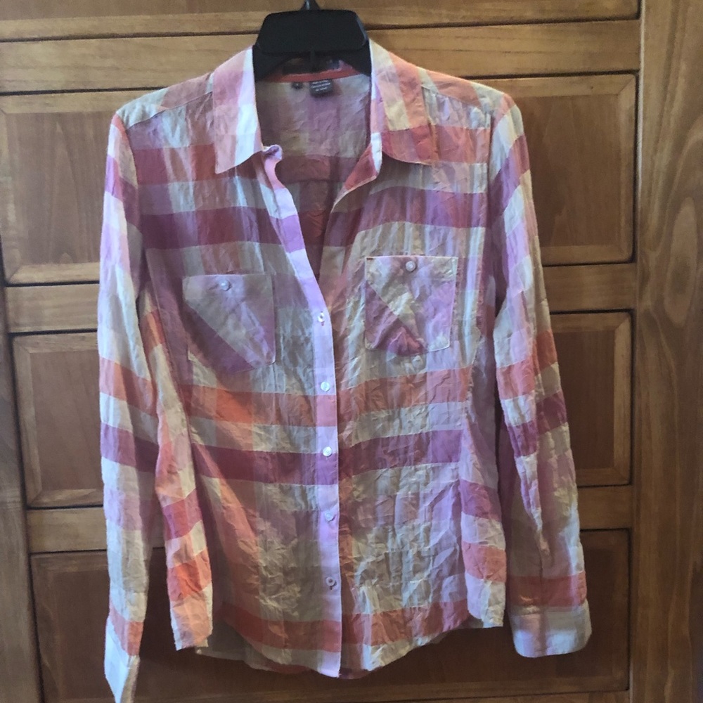 Sandra Ingrish Plaid Crinkle Cotton/EUC/Size:Small